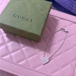 Gucci Silver Heart Charm Bracelet